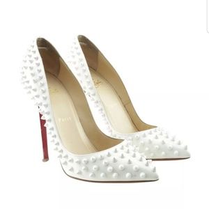 CHRISTIAN LOUBOUTIN PIGALLE SPIKES WHITE PATENT LE